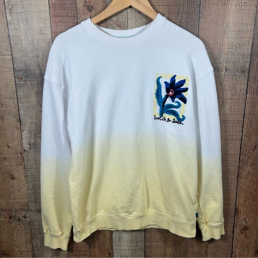 Scotch & Soda Embroidered Floral Sweatshirt Ombre Organic Cotton Medium Pullover
